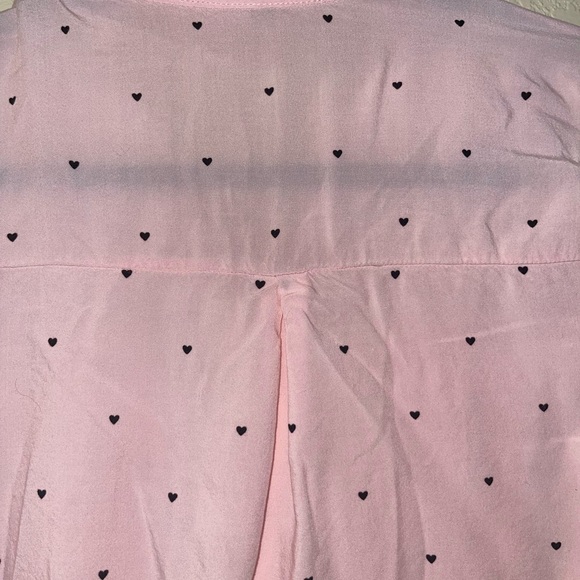 Milk And Honey Women’s Pink Black Heart Rayon Blouse Shirt Top Size: Medium - Picture 5 of 5